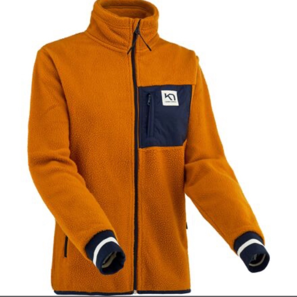 Kari Traa Rothe Midlayer Jacket Orange Blue Large Fleece Zipper Coat
